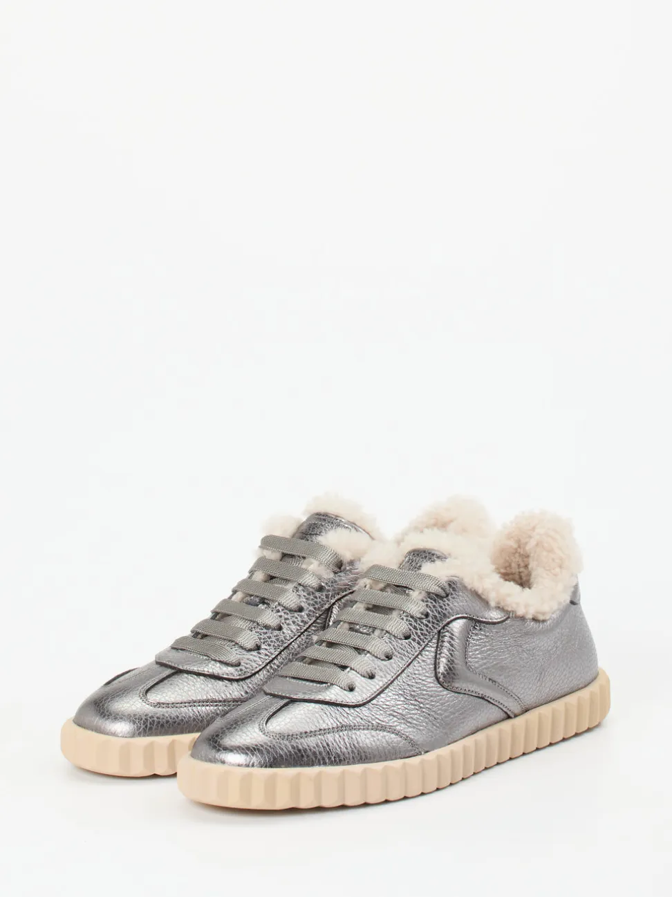 Voile Blanche – Sneaker aus Metallicleder silberfarben