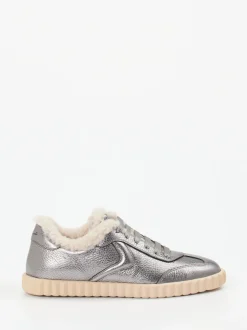 Voile Blanche – Sneaker aus Metallicleder silberfarben