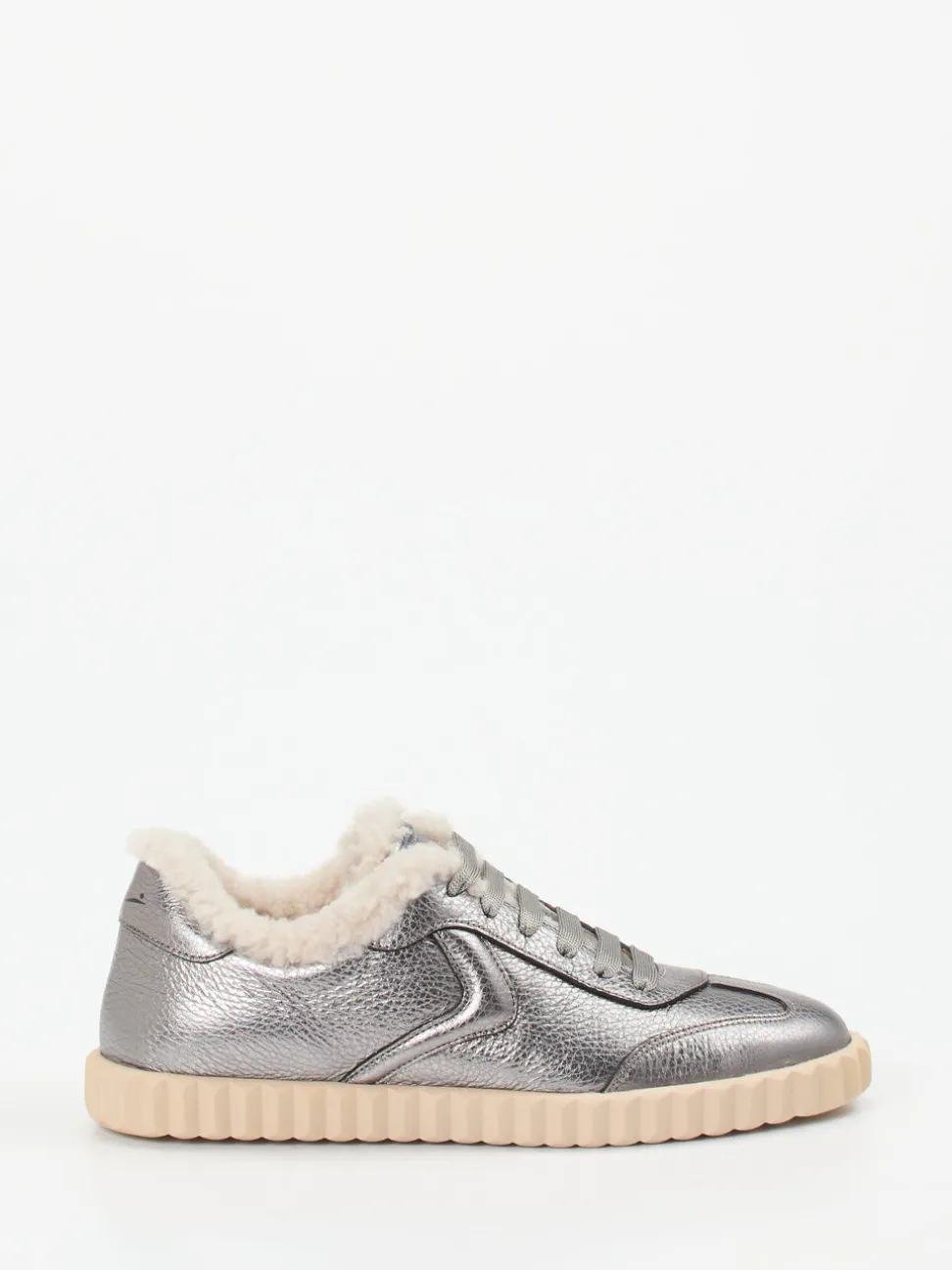 Voile Blanche – Sneaker aus Metallicleder silberfarben