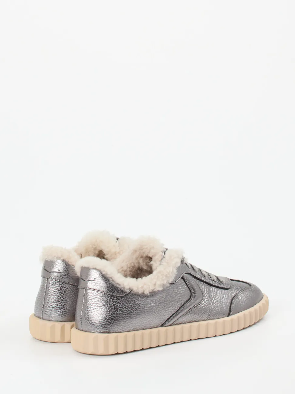 Voile Blanche – Sneaker aus Metallicleder silberfarben