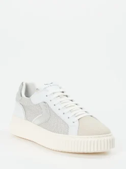 Voile Blanche – Sneaker aus Veloursleder und Mesh Offwhite