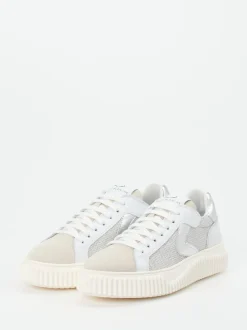 Voile Blanche – Sneaker aus Veloursleder und Mesh Offwhite