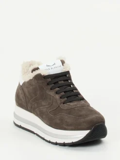 Voile Blanche – Sneaker aus Veloursleder schlammgrau