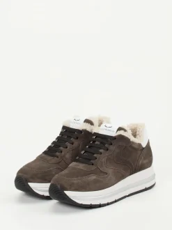Voile Blanche – Sneaker aus Veloursleder schlammgrau