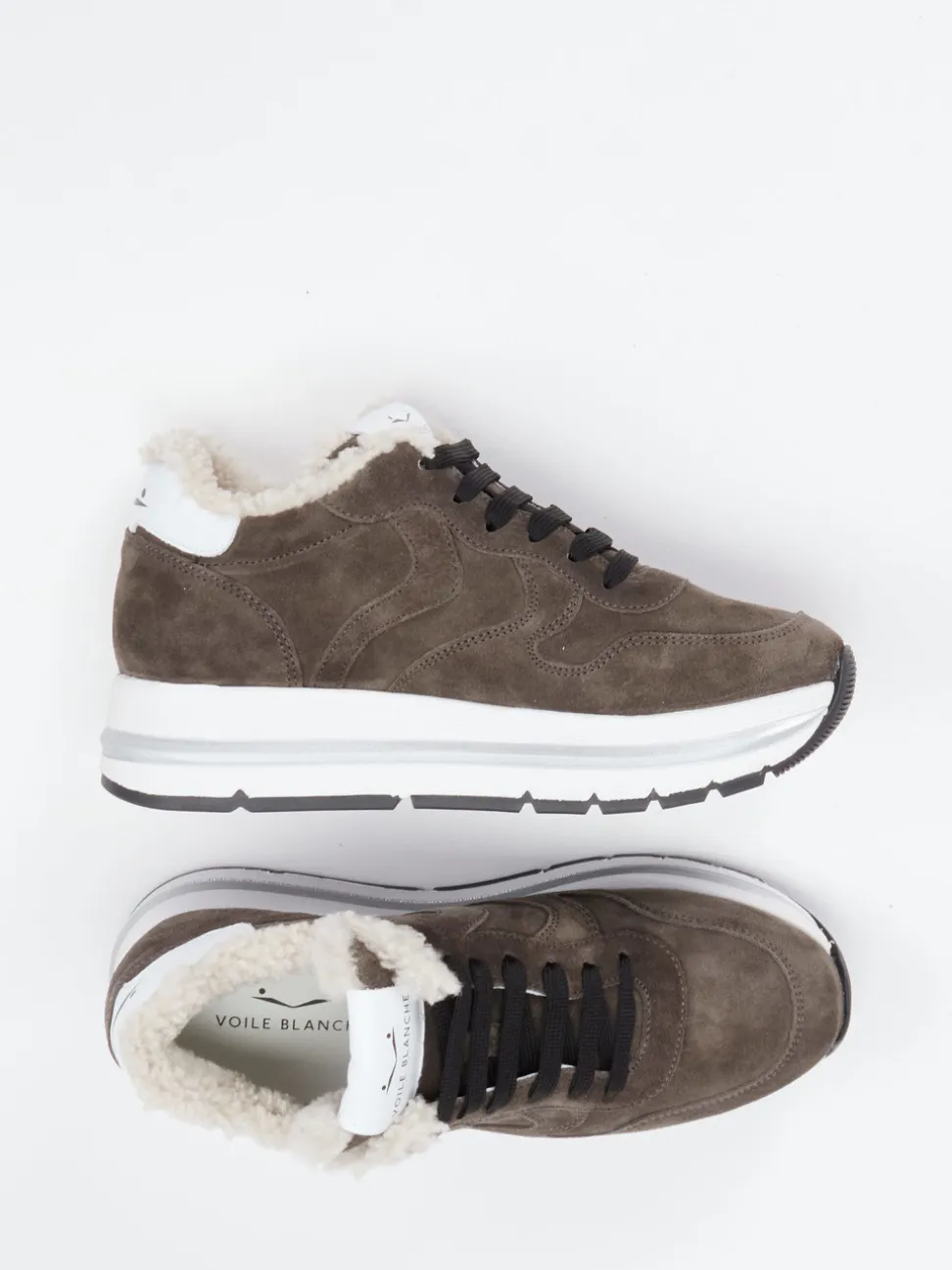 Voile Blanche – Sneaker aus Veloursleder schlammgrau