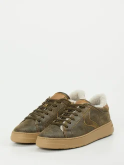 Voile Blanche – Sneaker aus Veloursleder olivbraun
