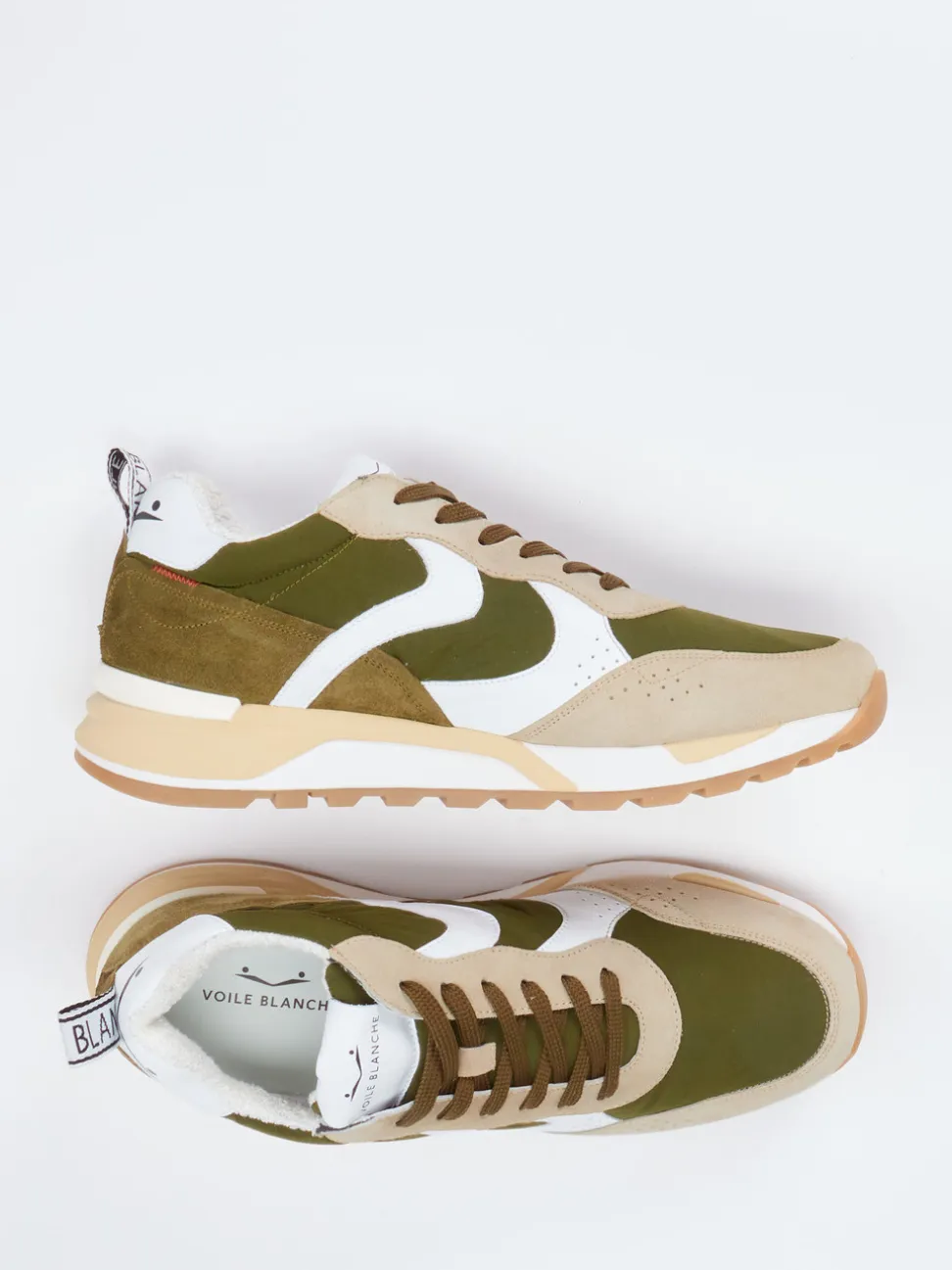 Voile Blanche – Sneaker aus Veloursleder und Nylon olivgrün