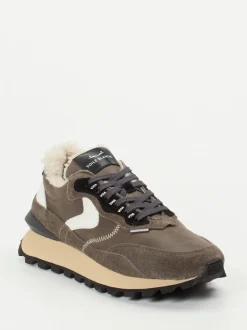 Voile Blanche – Sneaker aus Veloursleder taupefarben