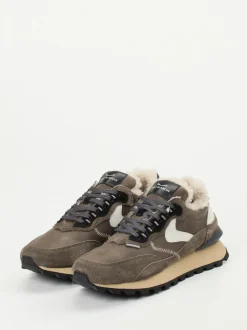 Voile Blanche – Sneaker aus Veloursleder taupefarben