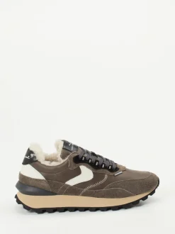 Voile Blanche – Sneaker aus Veloursleder taupefarben