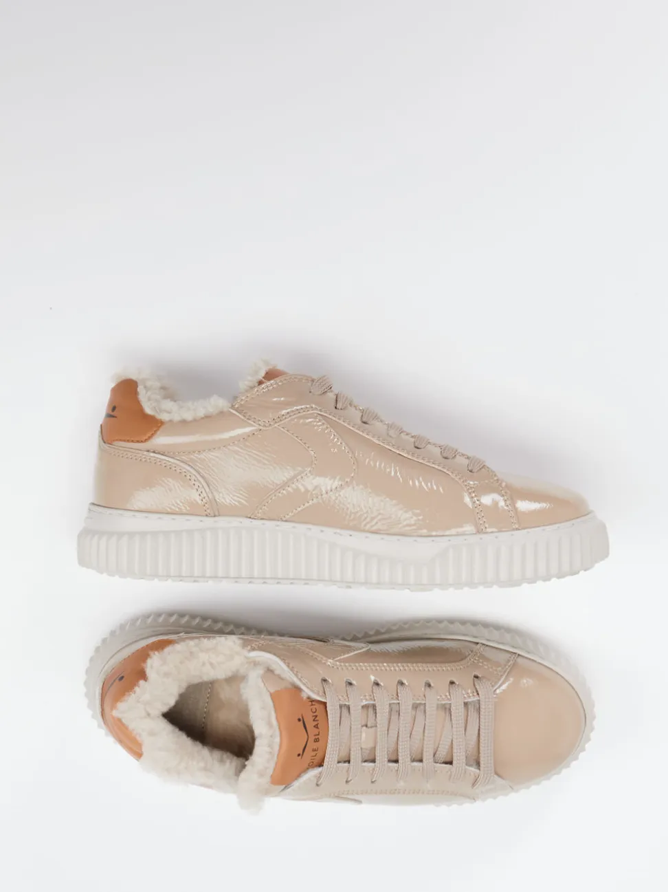 Voile Blanche – Sneaker aus Lackleder in Beige