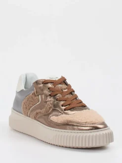 Voile Blanche – Sneaker aus Metallicleder Roségold