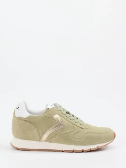 Voile Blanche – Sneaker aus Veloursleder Salbeigrün