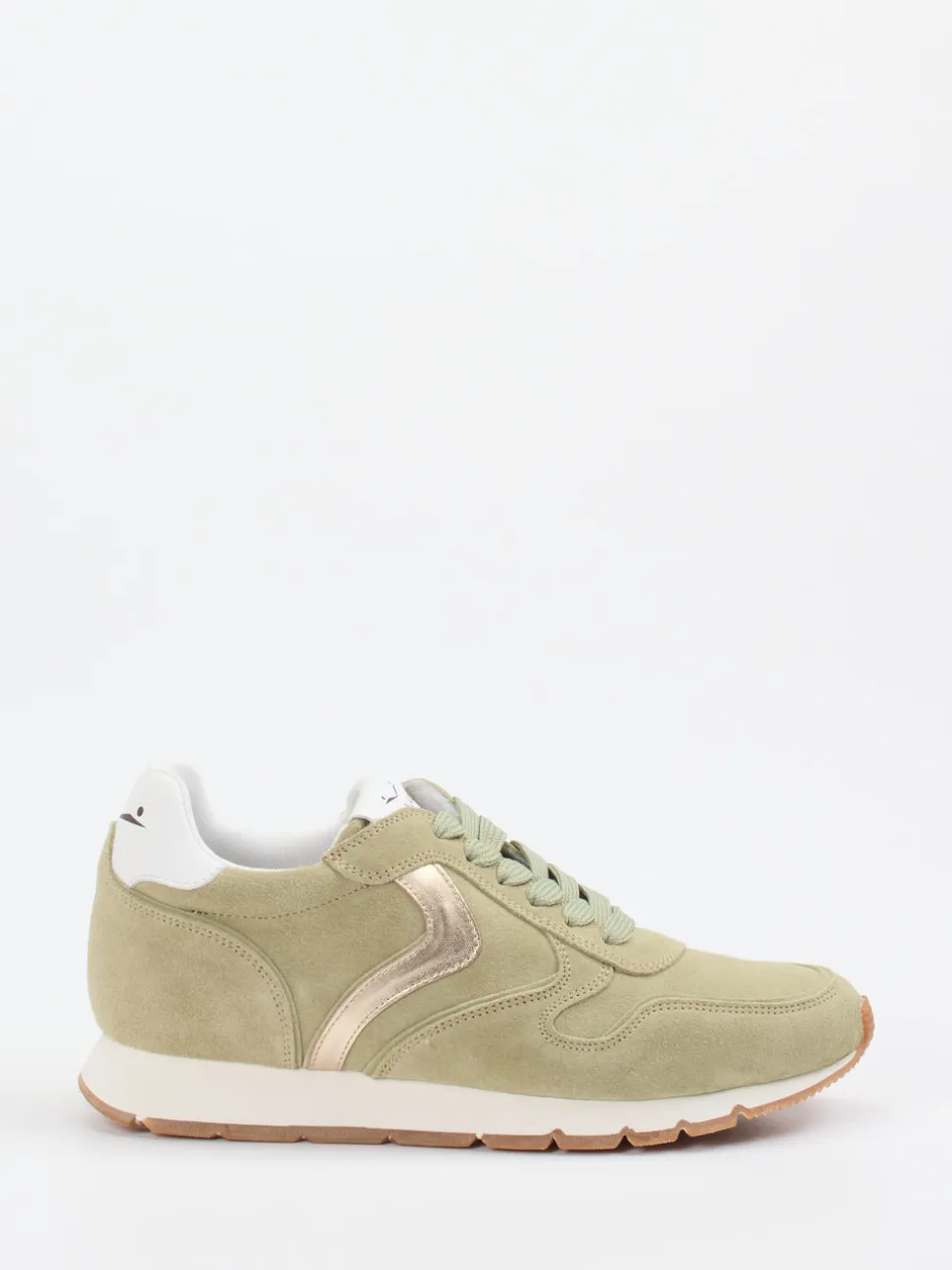 Voile Blanche – Sneaker aus Veloursleder Salbeigrün
