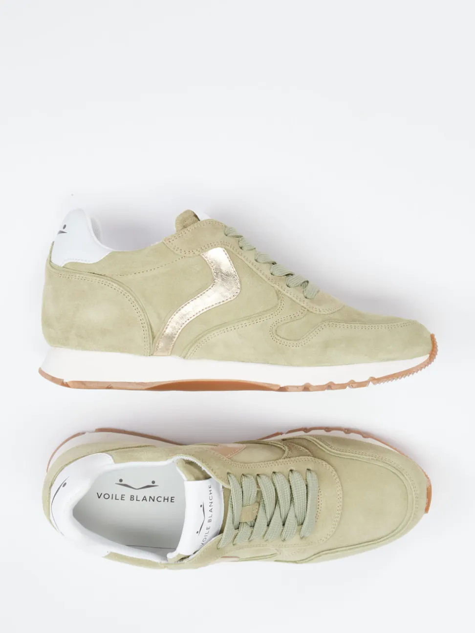 Voile Blanche – Sneaker aus Veloursleder Salbeigrün