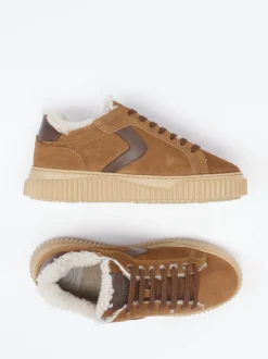 Voile Blanche – Sneaker aus Veloursleder cognacbraun