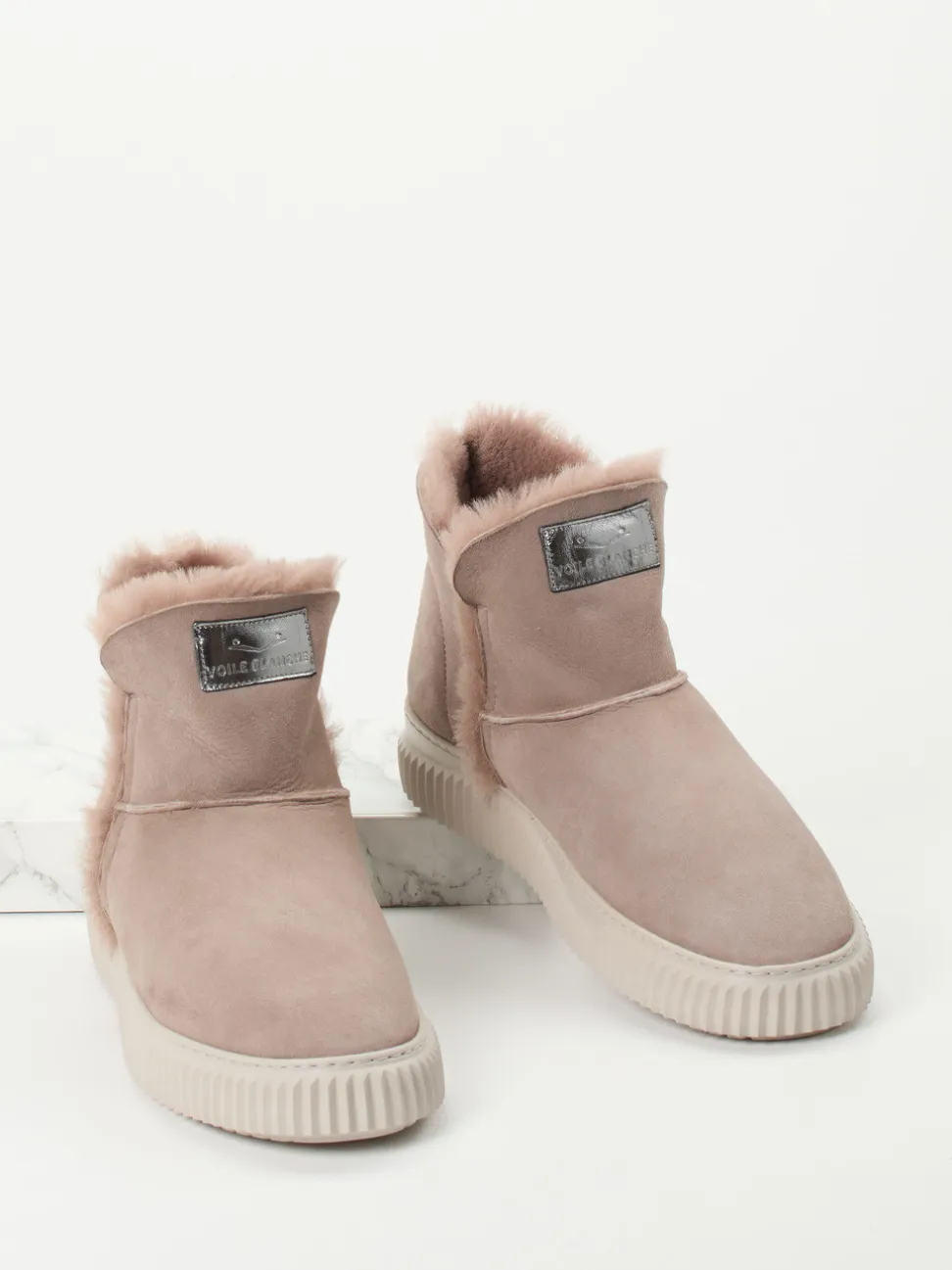 Voile Blanche – Stiefeletten aus Veloursleder altrosa