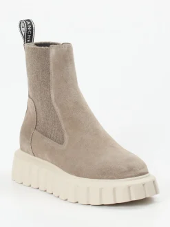 Voile Blanche – Stiefelette aus Veloursleder taupe