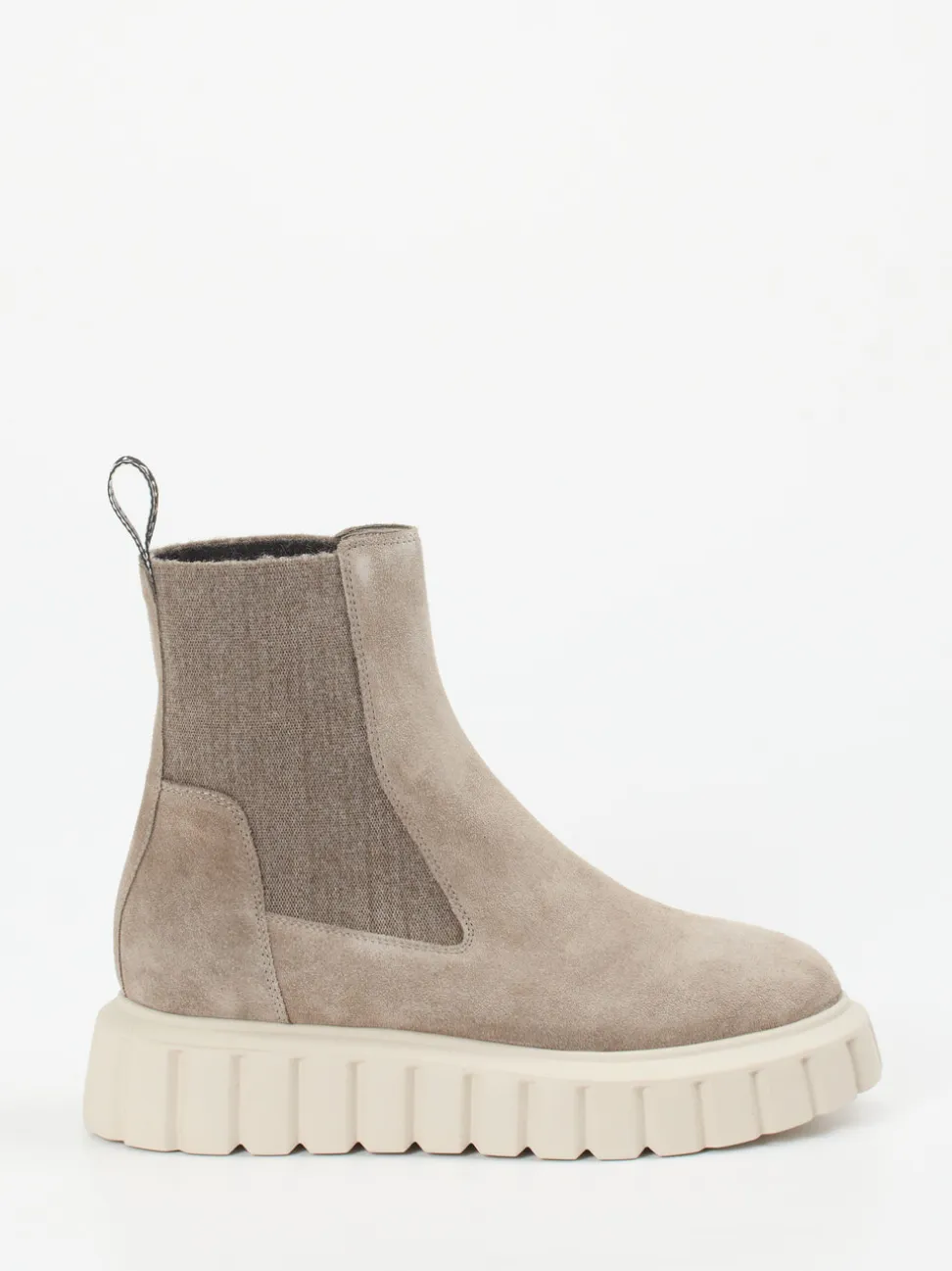 Voile Blanche – Stiefelette aus Veloursleder taupe