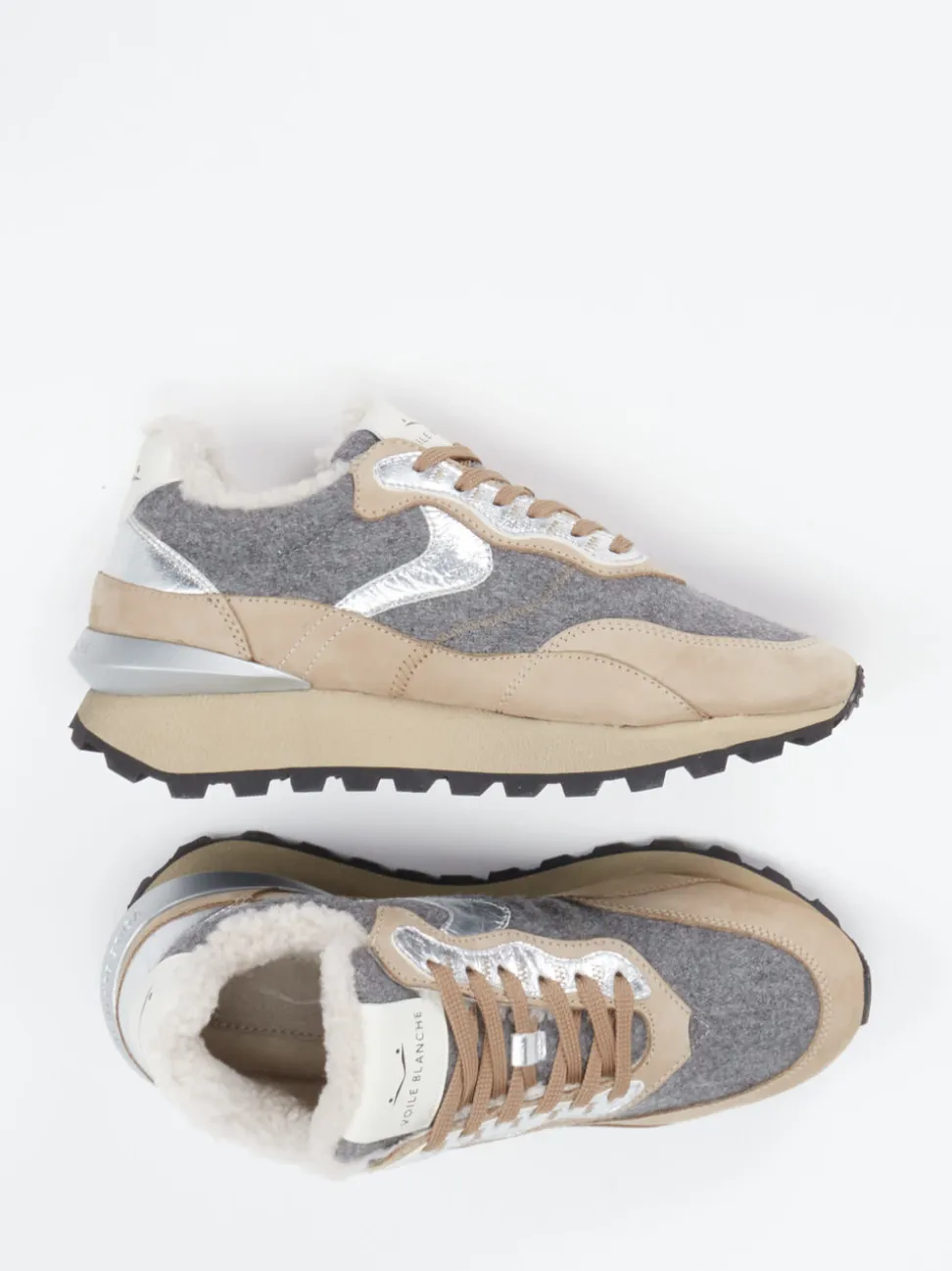 Voile Blanche – Winter-Sneaker aus Nubukleder beige