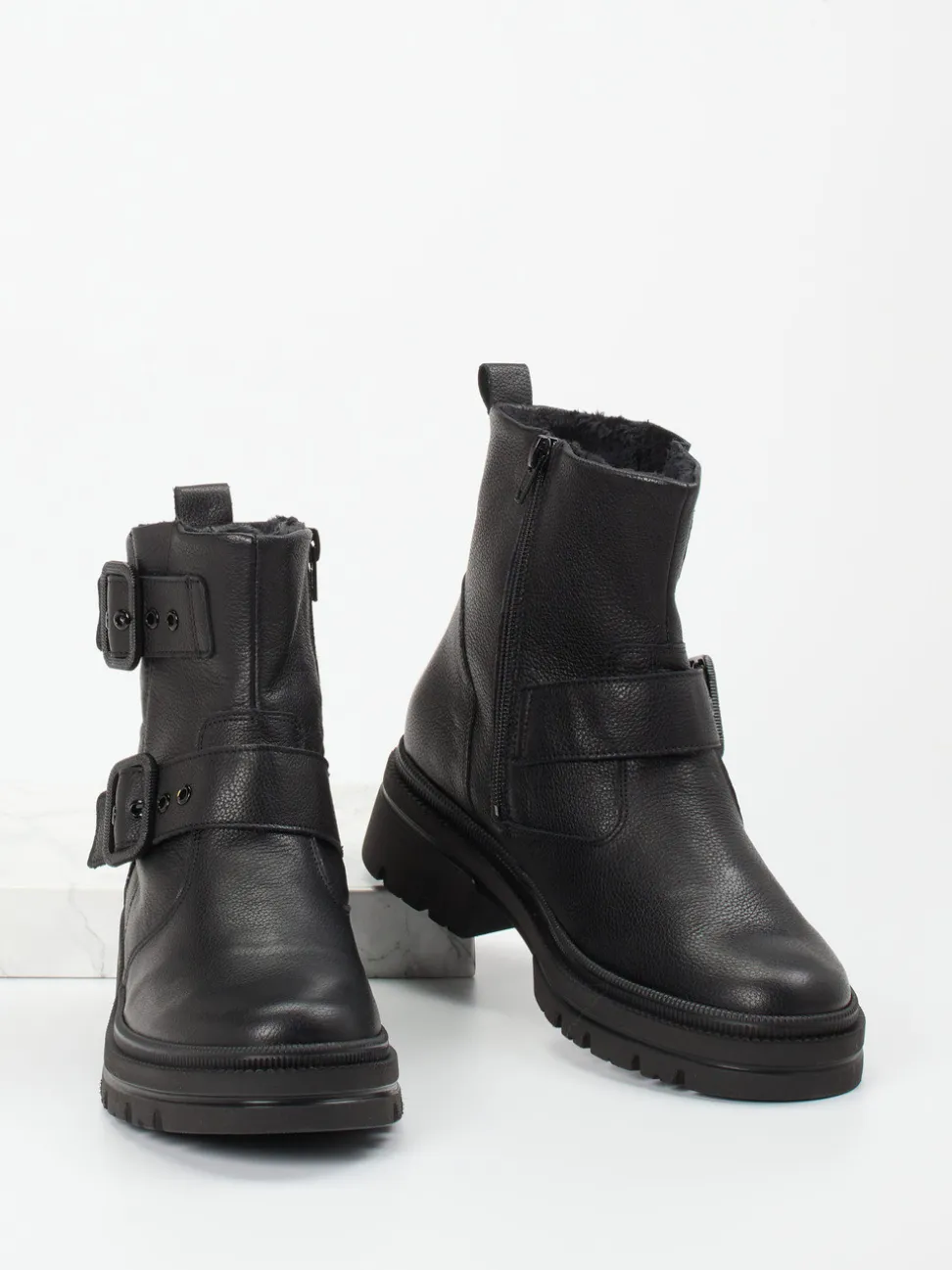 Waldläufer – Biker-Stiefelette aus Kalbleder schwarz