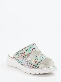 Waldläufer – Komfort-Pantolette aus geprägtem Leder multicolor