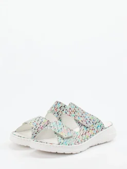 Waldläufer – Komfort-Pantolette aus geprägtem Leder multicolor