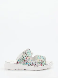 Waldläufer – Komfort-Pantolette aus geprägtem Leder multicolor
