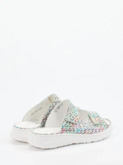 Waldläufer – Komfort-Pantolette aus geprägtem Leder multicolor