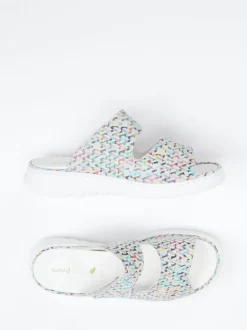 Waldläufer – Komfort-Pantolette aus geprägtem Leder multicolor