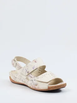 Waldläufer – Komfortsandale aus geprägtem Leder floral