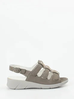 Waldläufer – Komfortsandale aus Nubukleder taupegrau