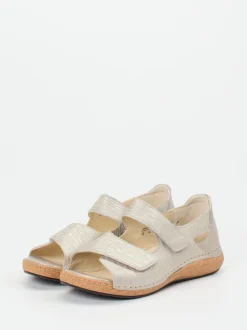 Waldläufer – Komfortsandalen aus geprägtem Leder beige