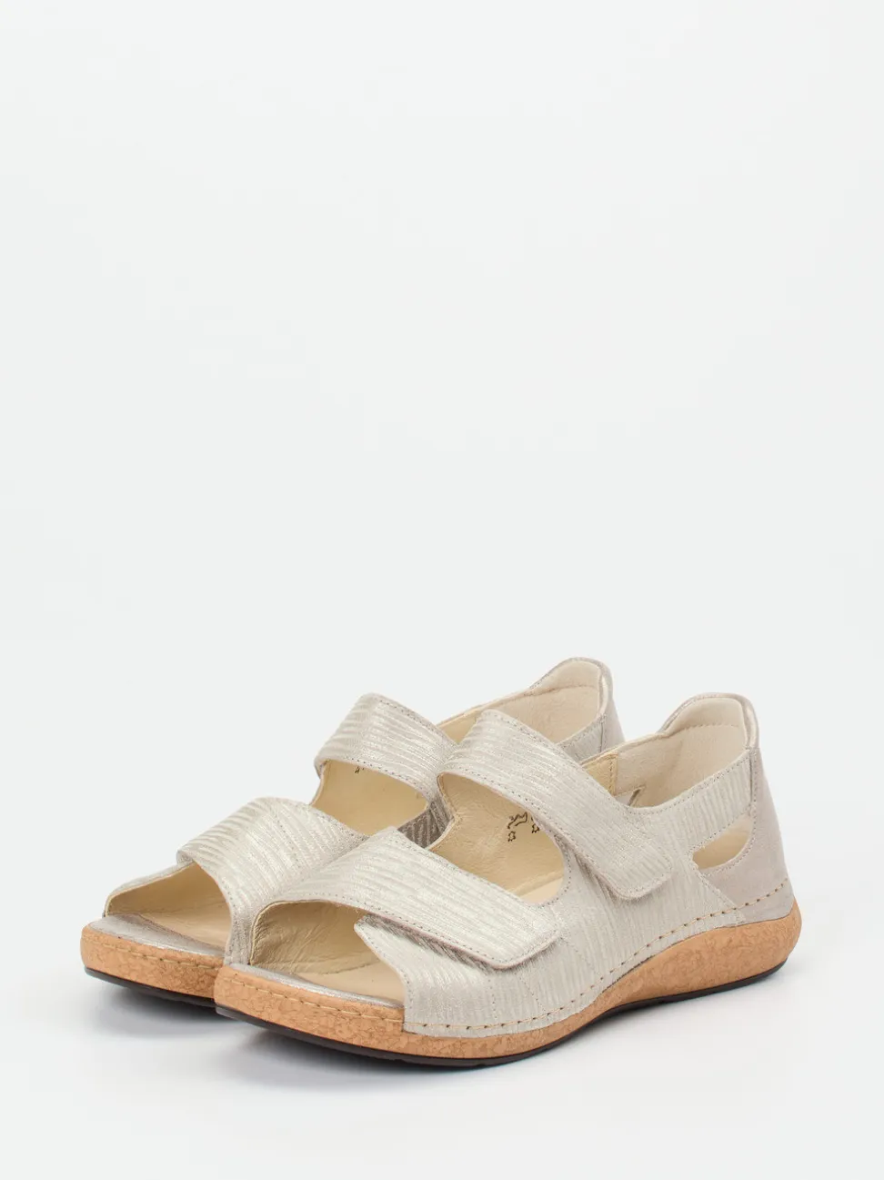 Waldläufer – Komfortsandalen aus geprägtem Leder beige