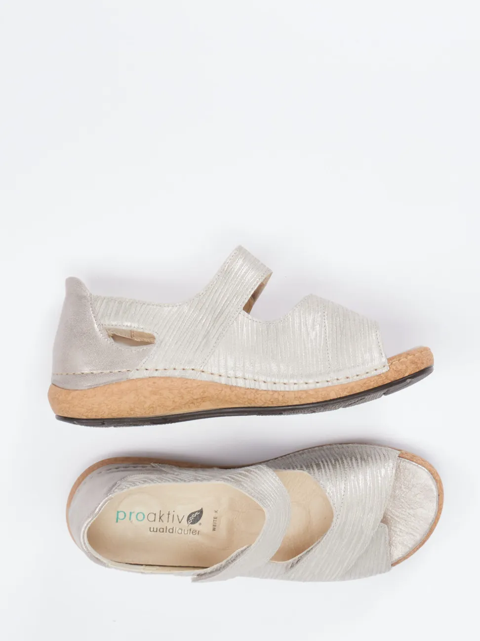 Waldläufer – Komfortsandalen aus geprägtem Leder beige