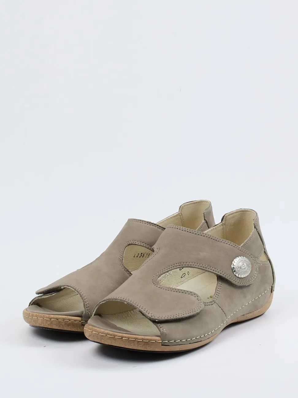 Waldläufer – Komfortsandale aus Nubukleder Taupe