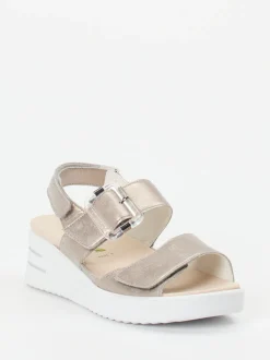 Waldläufer – Komfort-Sandale aus Metallicleder beige