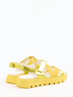 Waldläufer – Komfortsandalen aus Metallicleder gelb
