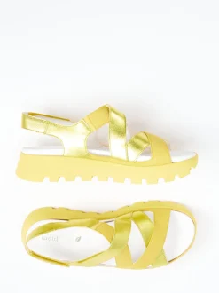 Waldläufer – Komfortsandalen aus Metallicleder gelb