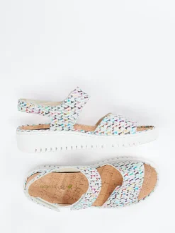 Waldläufer – Komfortsandale aus geprägtem Leder multicolor