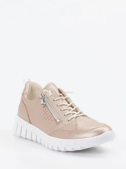 Waldläufer – Komfort-Sneaker aus Metallicleder Roségold