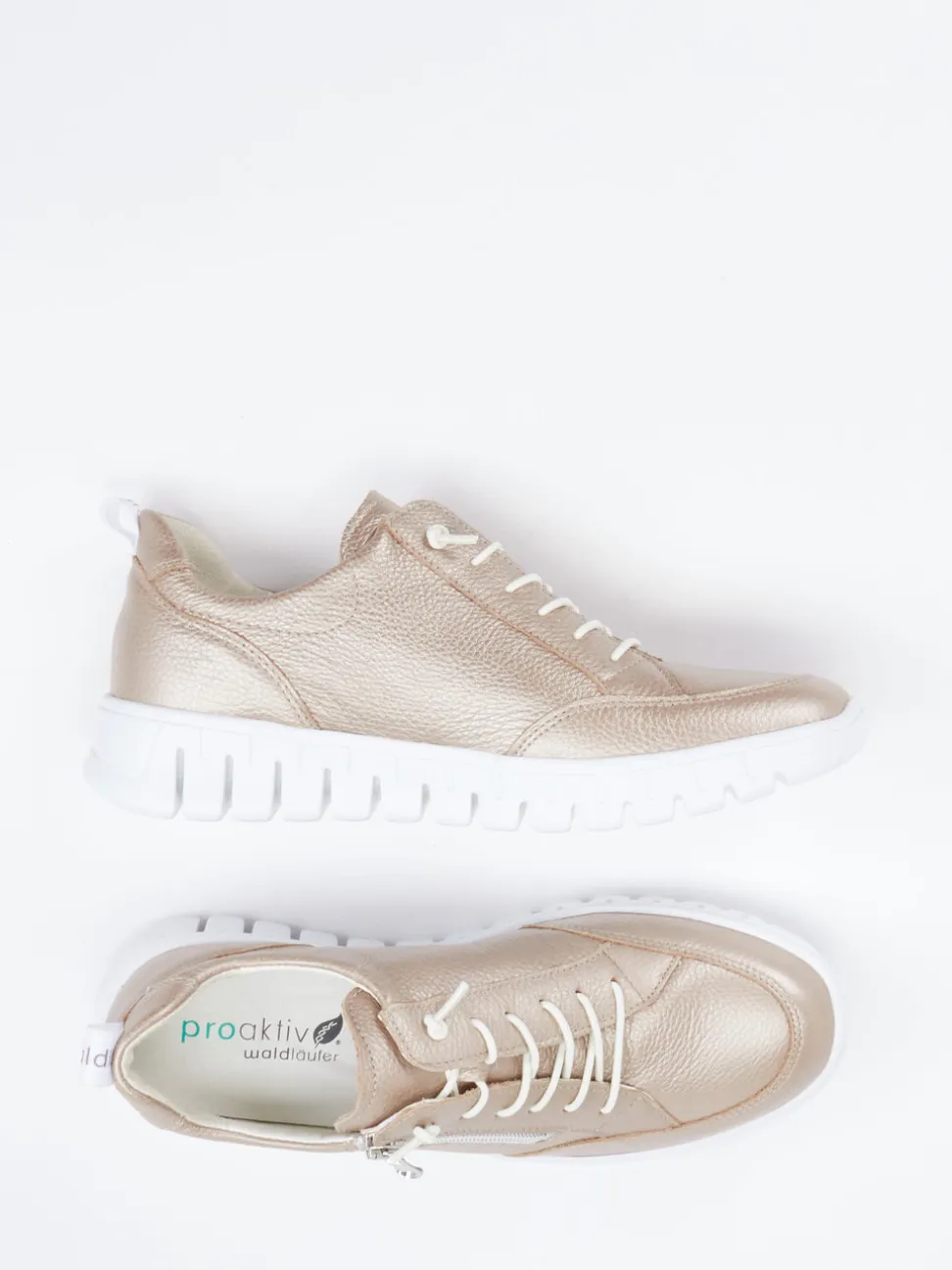 Waldläufer – Komfort-Sneaker aus Metallicleder Roségold