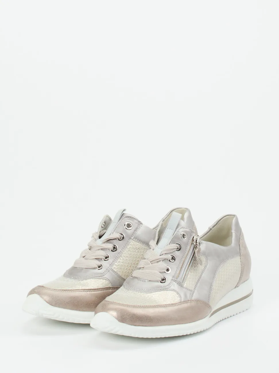 Waldläufer – Komfort-Sneaker aus Metallicleder Beige