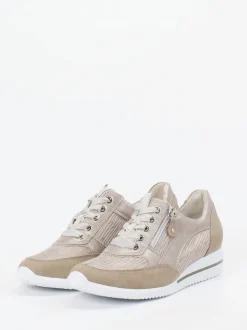 Waldläufer – Komfort-Sneaker aus geprägtem Leder beige