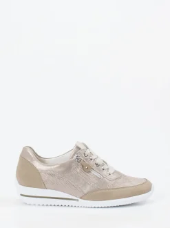 Waldläufer – Komfort-Sneaker aus geprägtem Leder beige