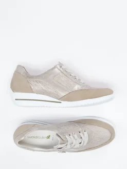 Waldläufer – Komfort-Sneaker aus geprägtem Leder beige
