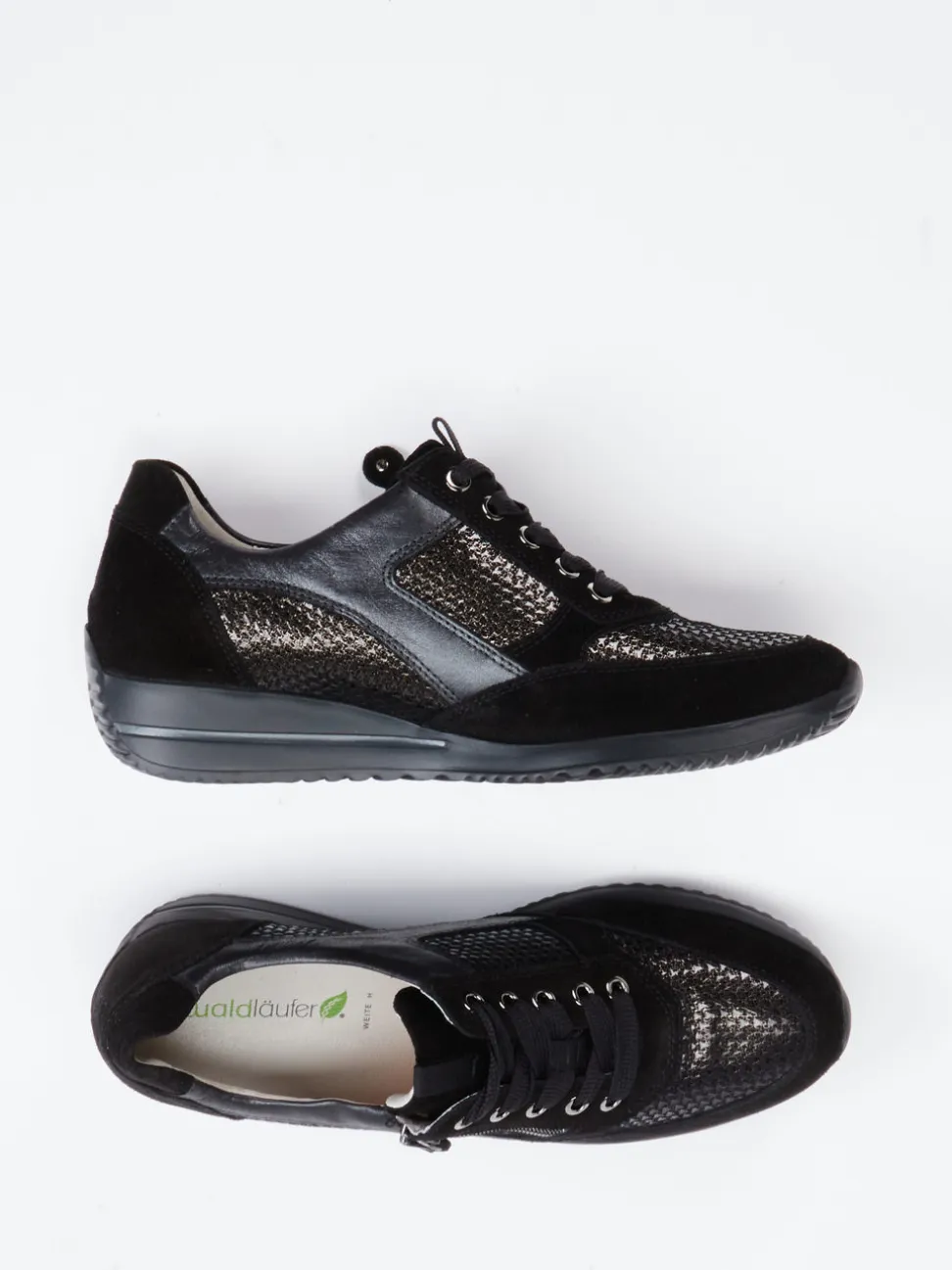 Waldläufer – Komfort-Sneaker aus Veloursleder schwarz