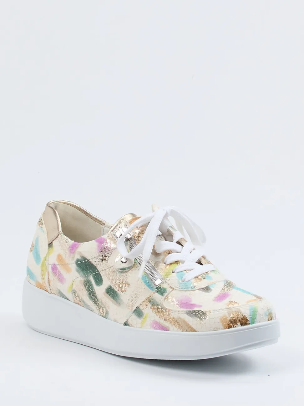 Waldläufer – Komfort-Sneaker aus geprägtem Leder multicolor