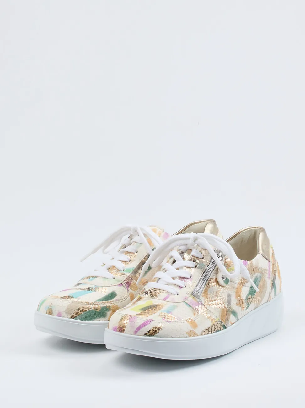 Waldläufer – Komfort-Sneaker aus geprägtem Leder multicolor