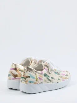 Waldläufer – Komfort-Sneaker aus geprägtem Leder multicolor